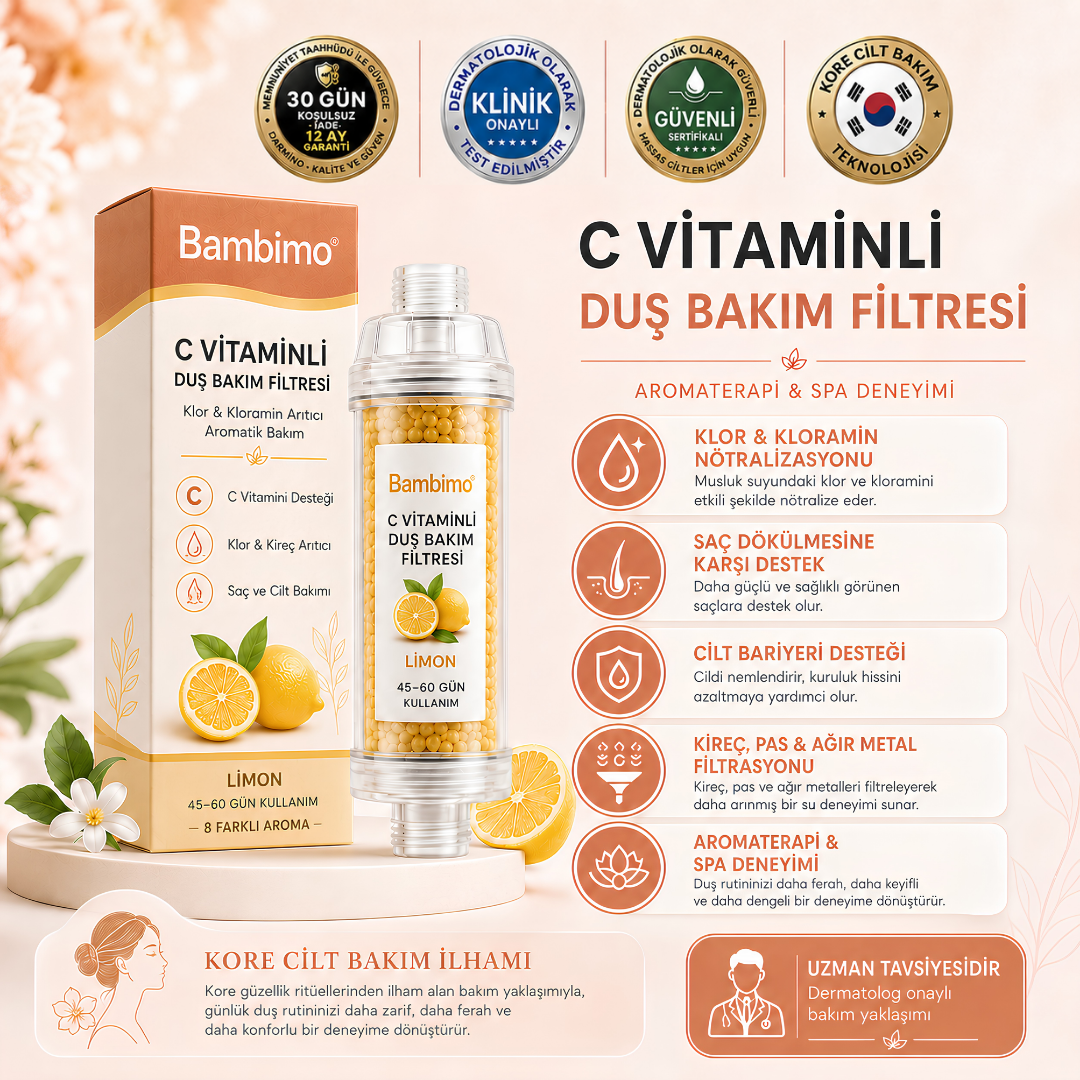Bambimo® - C Vitaminli Su Arıtıcı Duş Filtresi